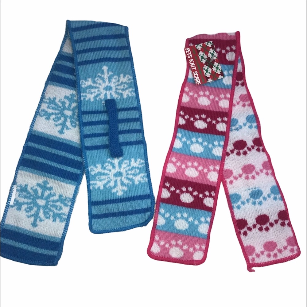 Animal Pet Dog Cat Scarf Paw Snowflake Clothing Blue Winter Knit